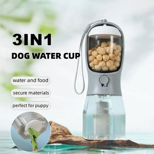 Dog Water Cup Drinking Food Garbage Bag 3 in 1 Portable Small Multi-functional Pet Cups